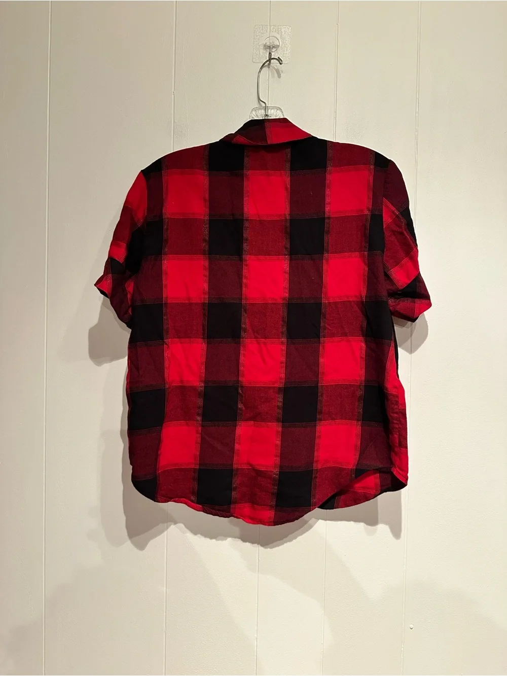 Victoria’s Secret Plaid Pajama Top XS Red Black Buffalo Check Sleep Shirt